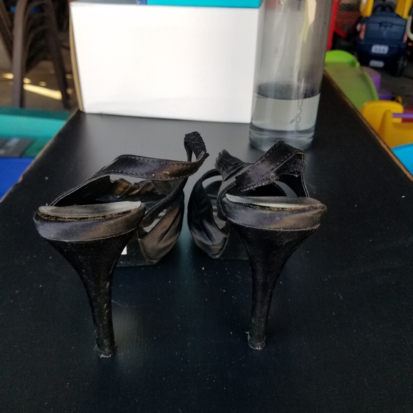 Women's Black Satin Heels - Picture 2 of 3